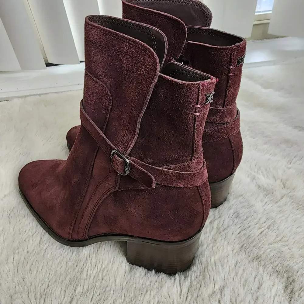 NEW Sam Edelman Simona Block Heel Burgundy Leather Ankle Bootie 8.5